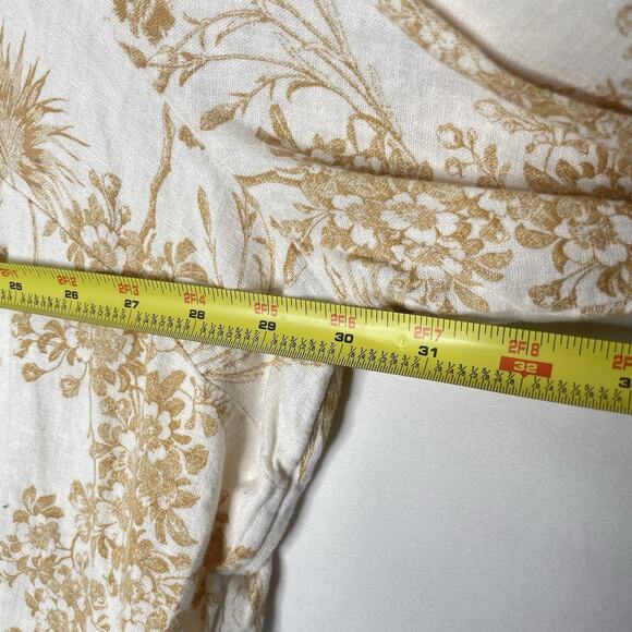 Plus Sz 3X Linen Blend Blouse Floral Button Down Top Pockets Boho Lagenlook - Picture 6 of 8